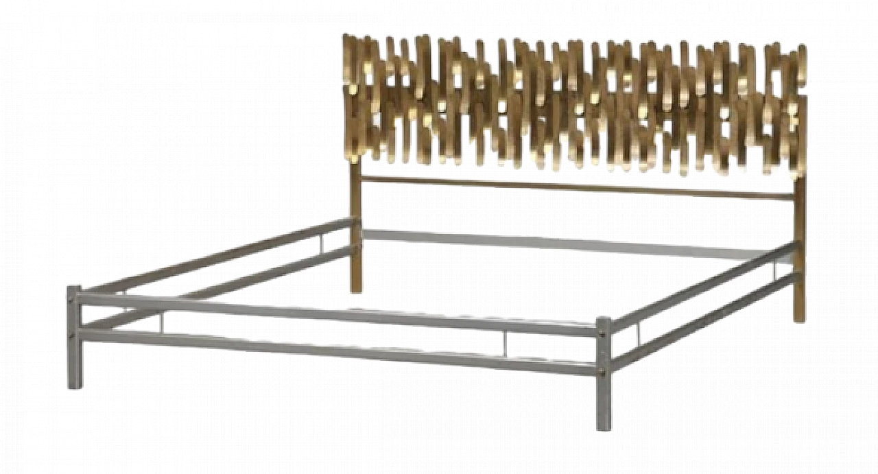 Metal and brass double bed by Luciano Frigerio, 1960s 6