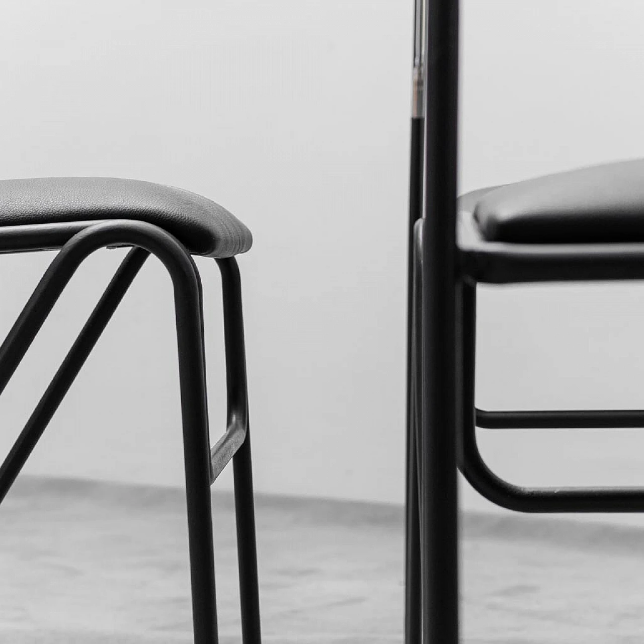 4 Ecoleather and metal chairs, 1970s 9