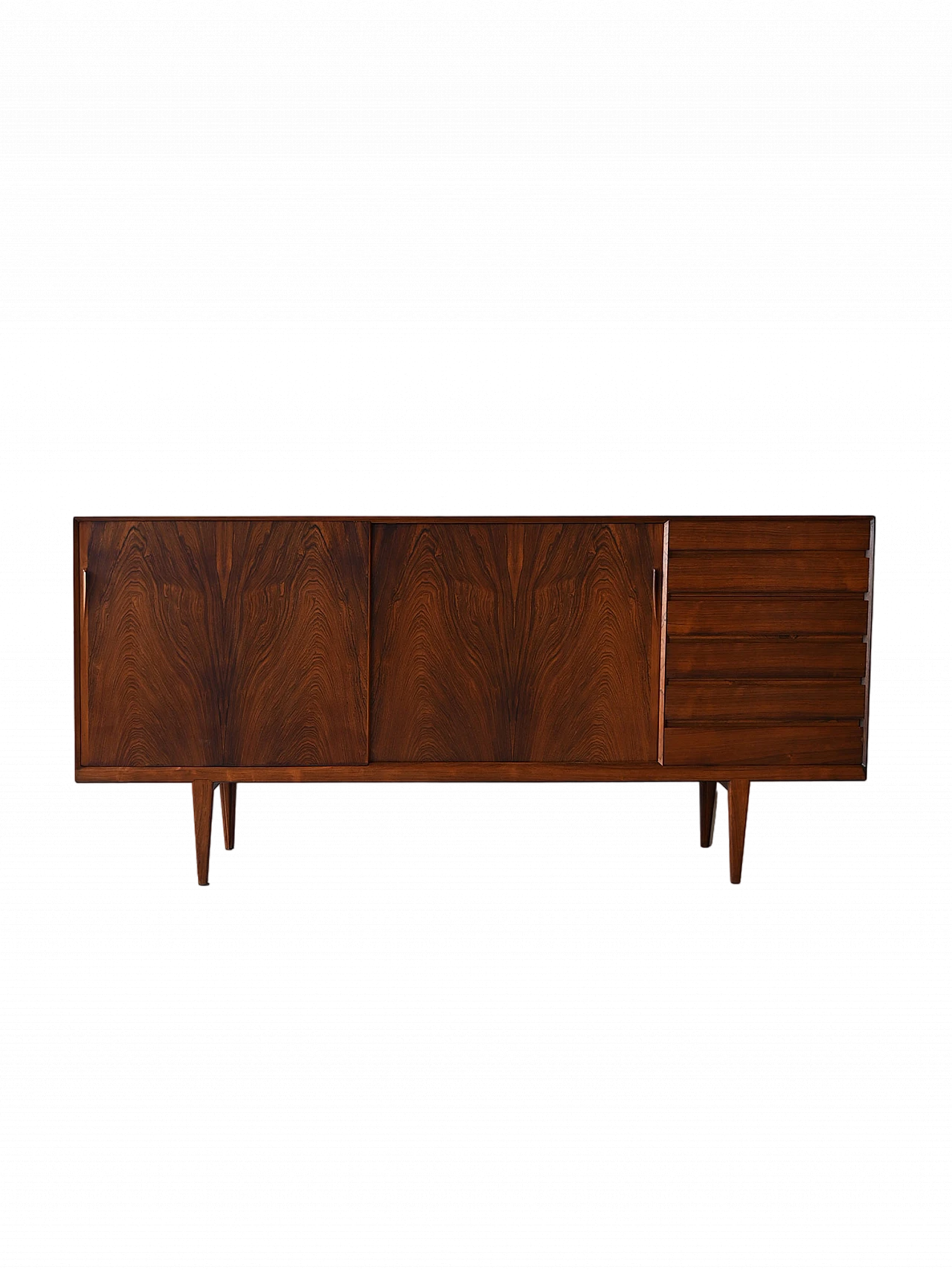 Credenza danese in palissandro con ante e cassetti, anni '60 13