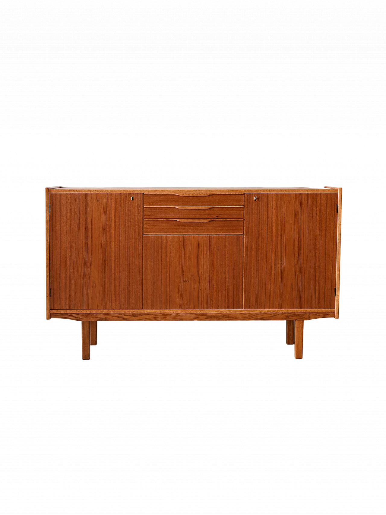 Credenza scandinava in teak con profili in rovere, anni '60 13