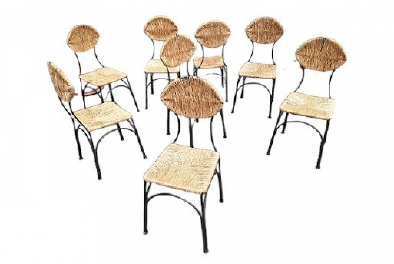 8 Banana chairs in iron & wicker by Tom Dixon for Cappellini, 1980s 8