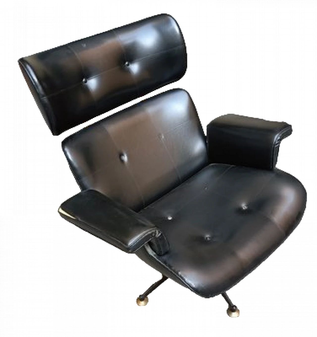 Armchair in eco-leather & brass by Charles & Ray Eames, 1960s 6