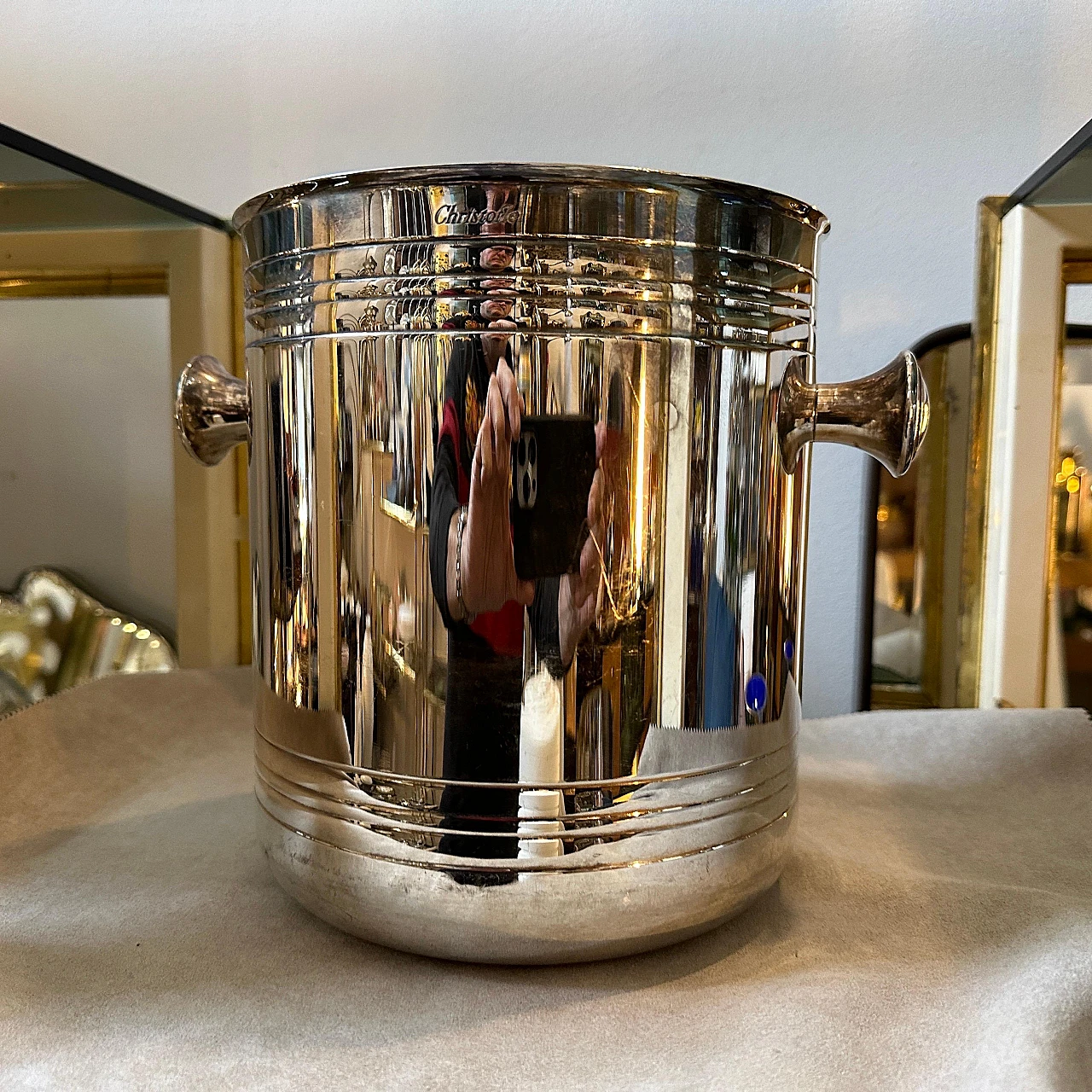 Silver-plated wine bucket by Christofle, 1980s 7