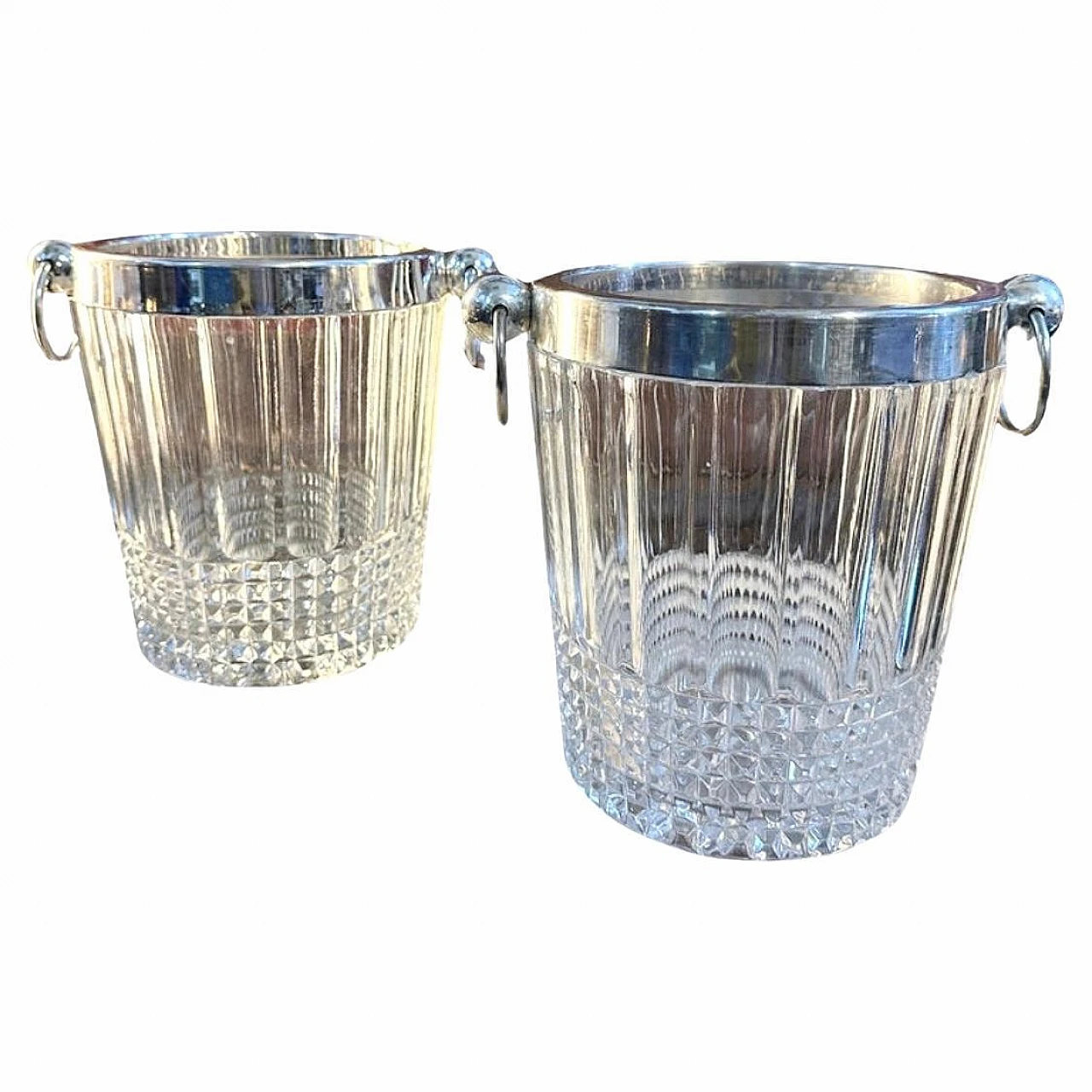 Pair of crystal and silver coolers, 1950s 1