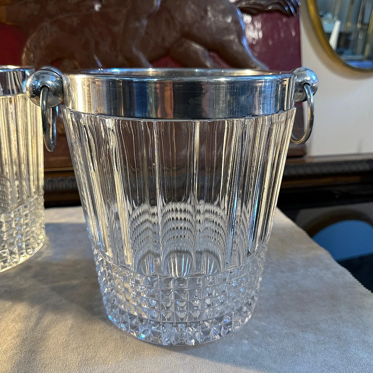 Pair of crystal and silver coolers, 1950s 3