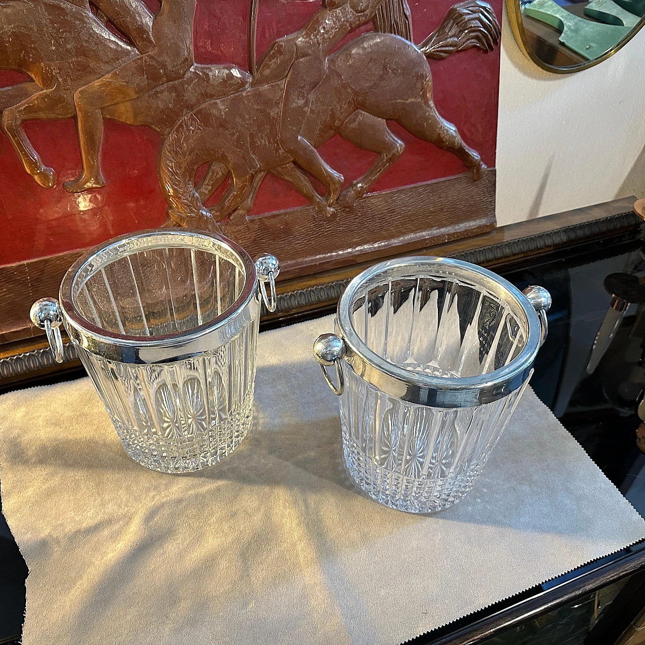 Pair of crystal and silver coolers, 1950s 14