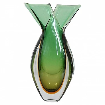 Green Murano glass vase by Flavio Poli for Seguso, 1960s