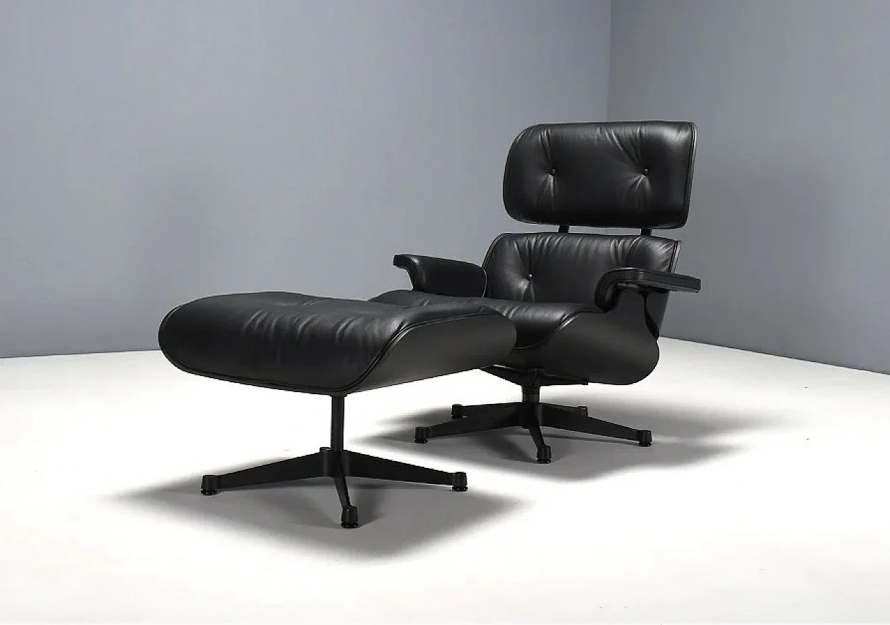 Leather armchair and ottoman by Charles & Ray Eames for Alivar 2