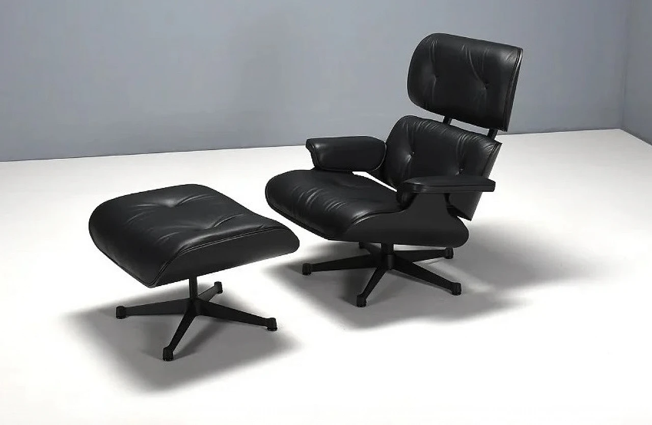 Leather armchair and ottoman by Charles & Ray Eames for Alivar 3