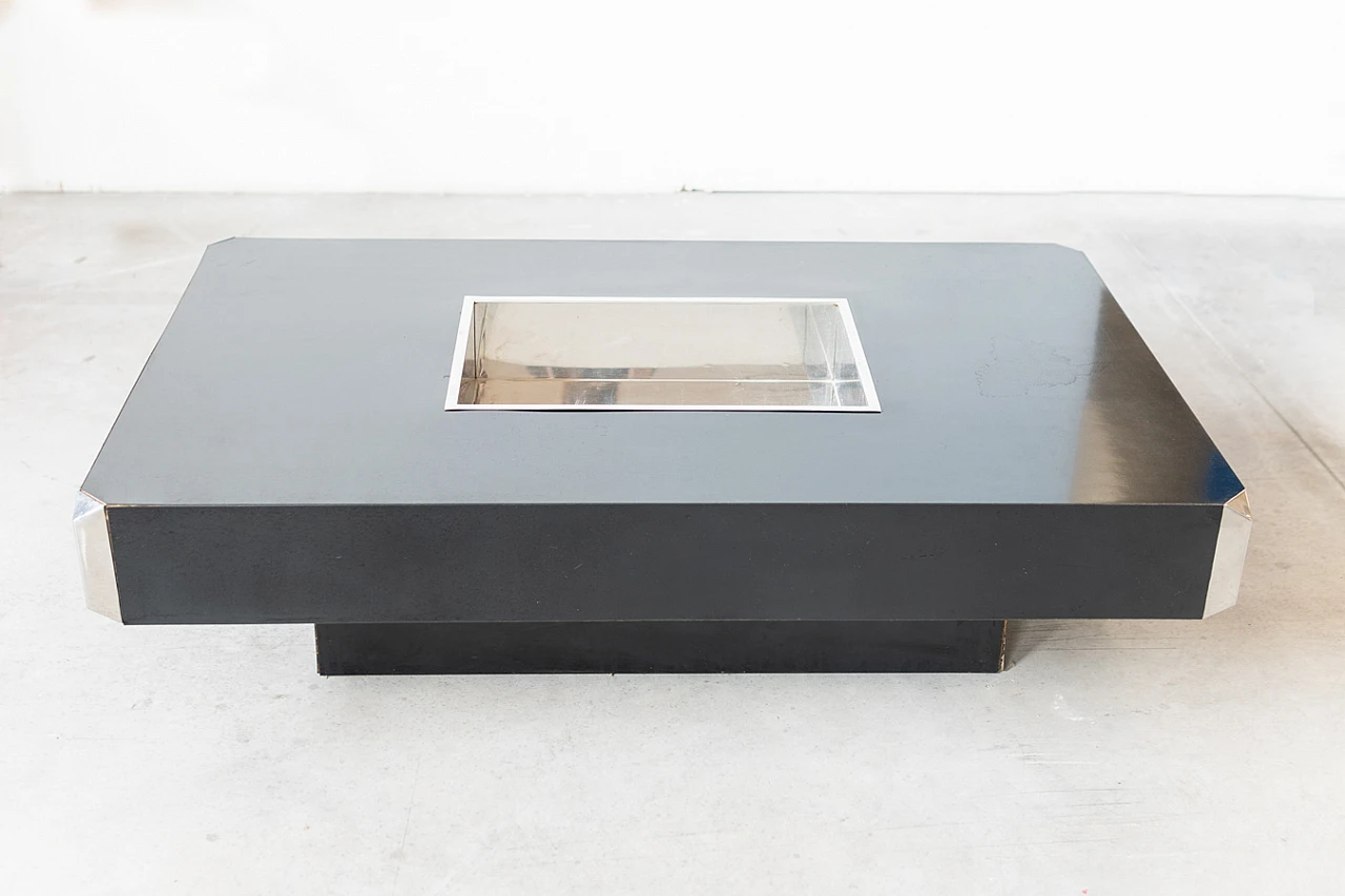 Wood and steel coffee table by Willy Rizzo for Mario Sabot, 1980s 1