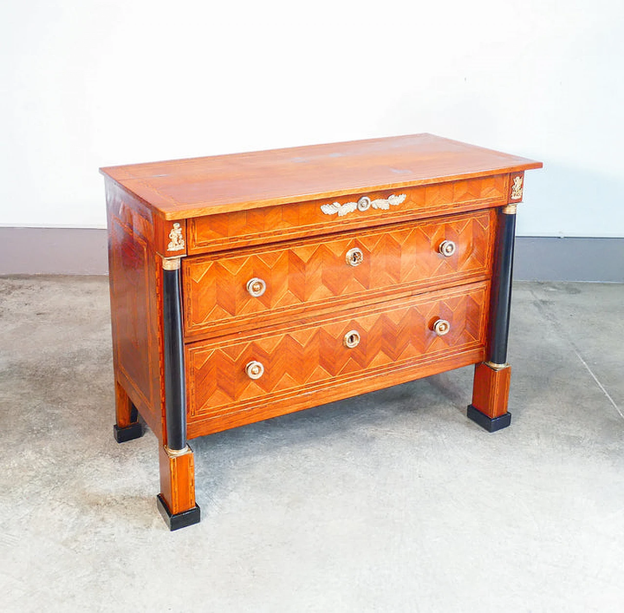 Empire inlaid and ebonized walnut dresser, first half of 19th century 1