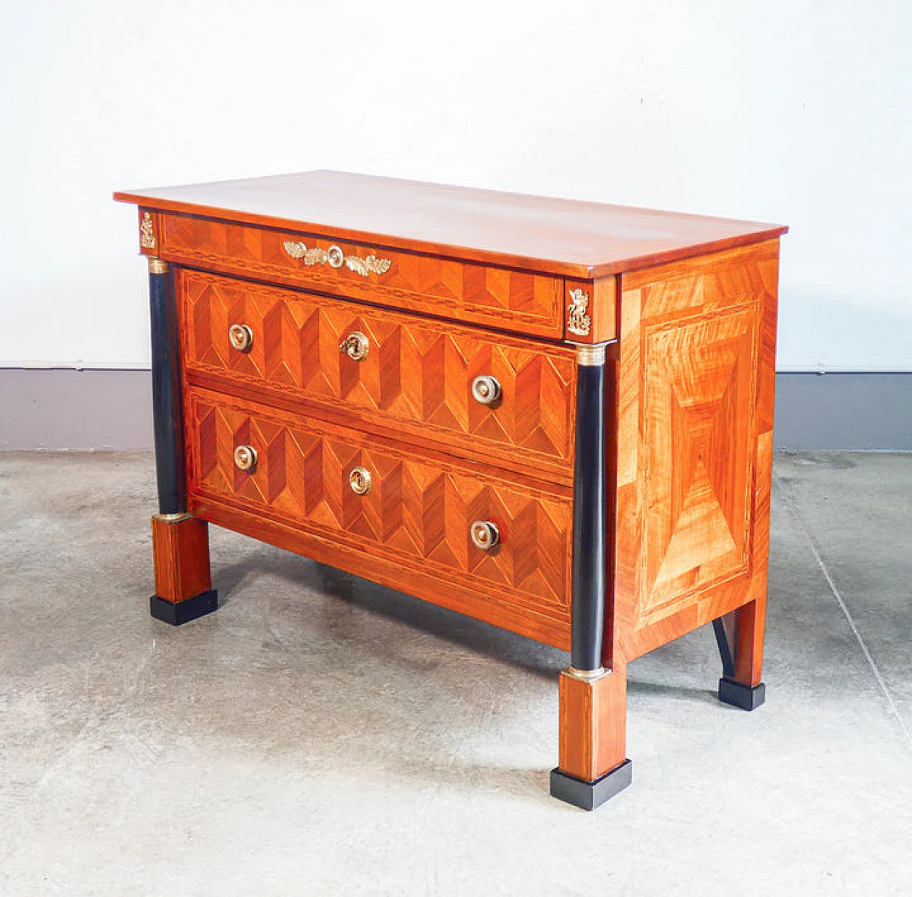 Empire inlaid and ebonized walnut dresser, first half of 19th century 3