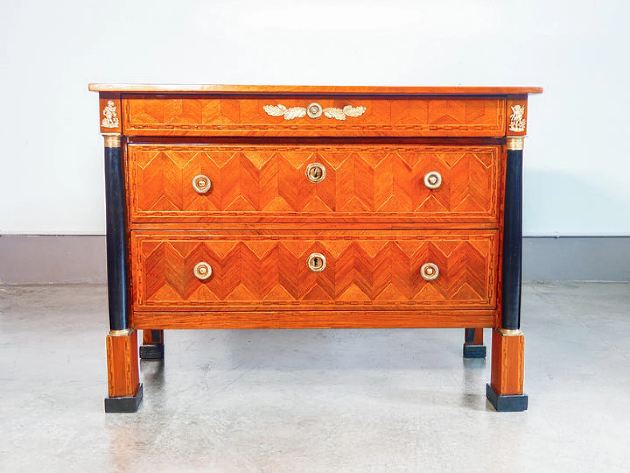 Empire inlaid and ebonized walnut dresser, first half of 19th century 4