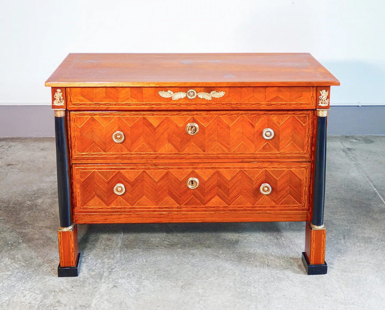 Empire inlaid and ebonized walnut dresser, first half of 19th century 5