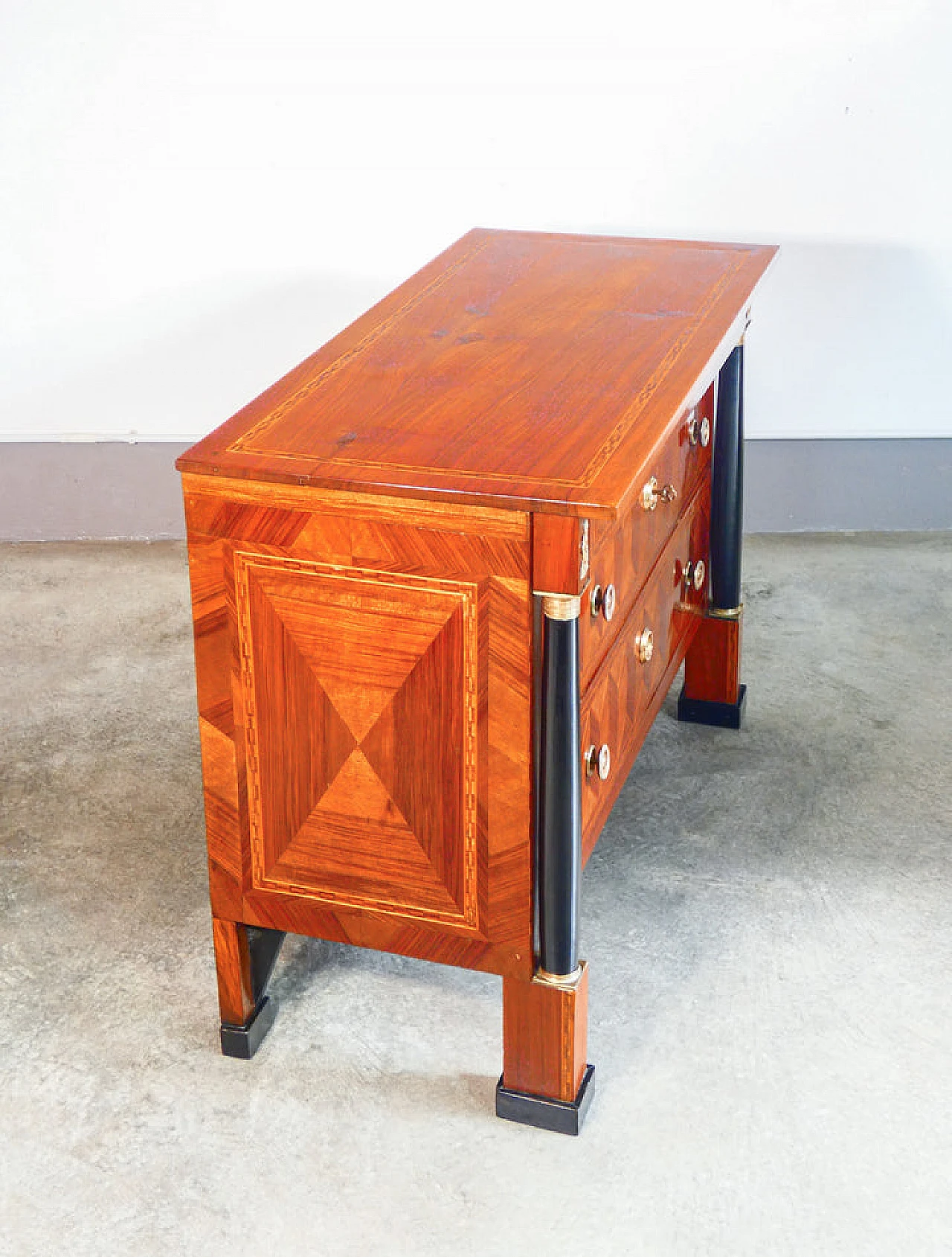 Empire inlaid and ebonized walnut dresser, first half of 19th century 7