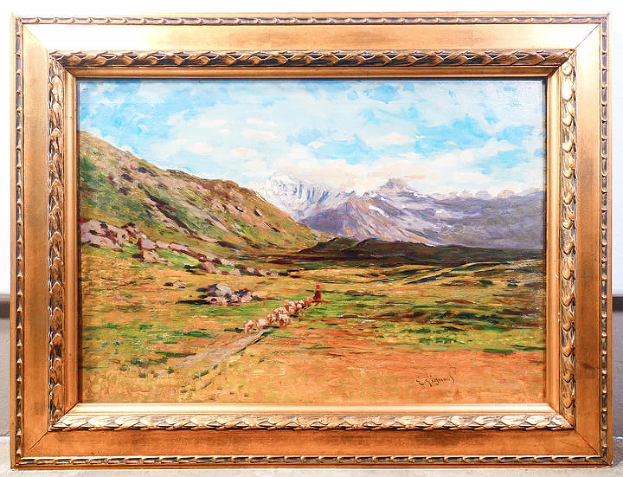 Gignous, Mount Fletschhorn, oil painting on panel, late 19th century 1