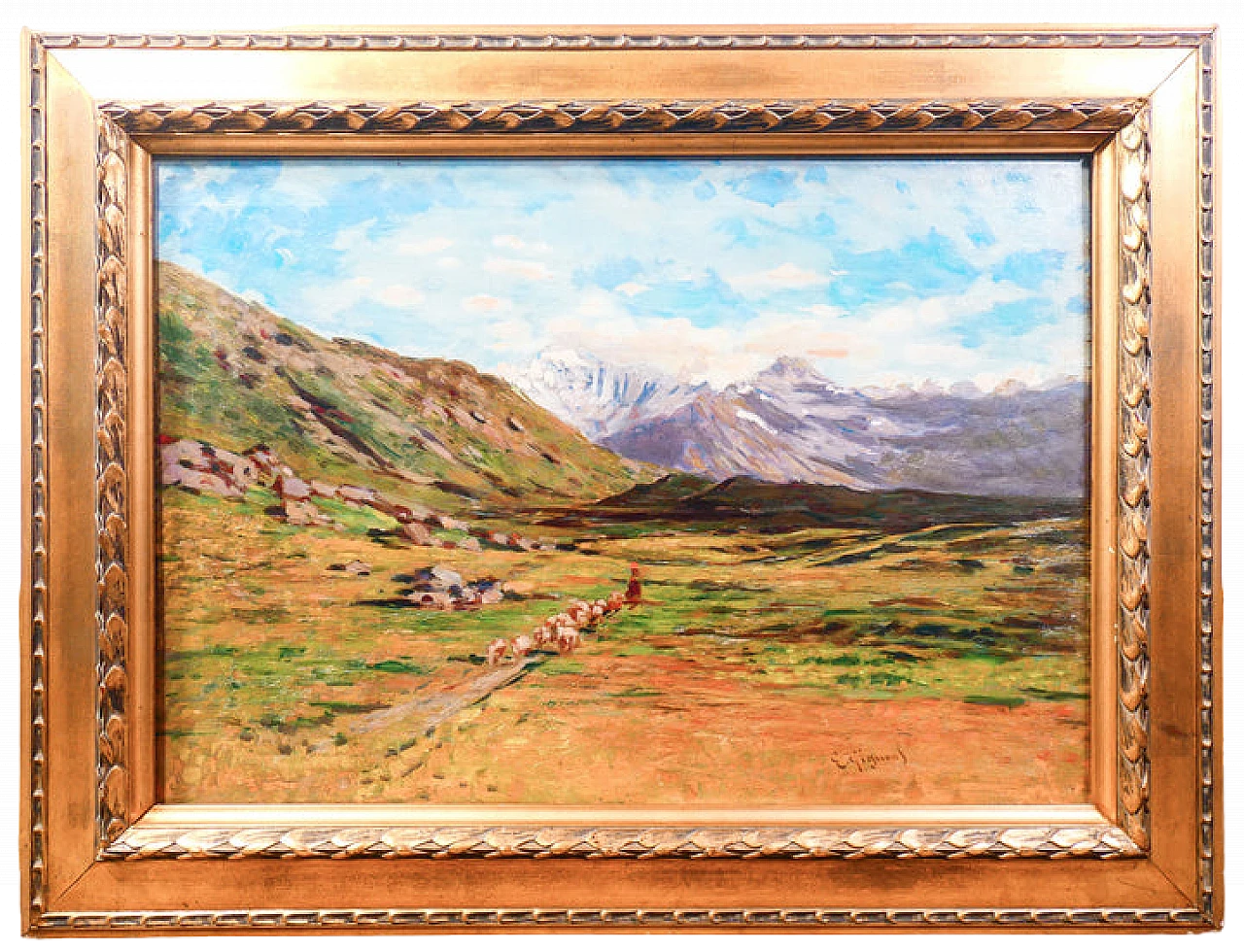 Gignous, Mount Fletschhorn, oil painting on panel, late 19th century 2