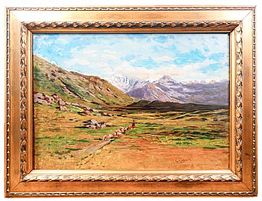 Gignous, Mount Fletschhorn, oil painting on panel, late 19th century