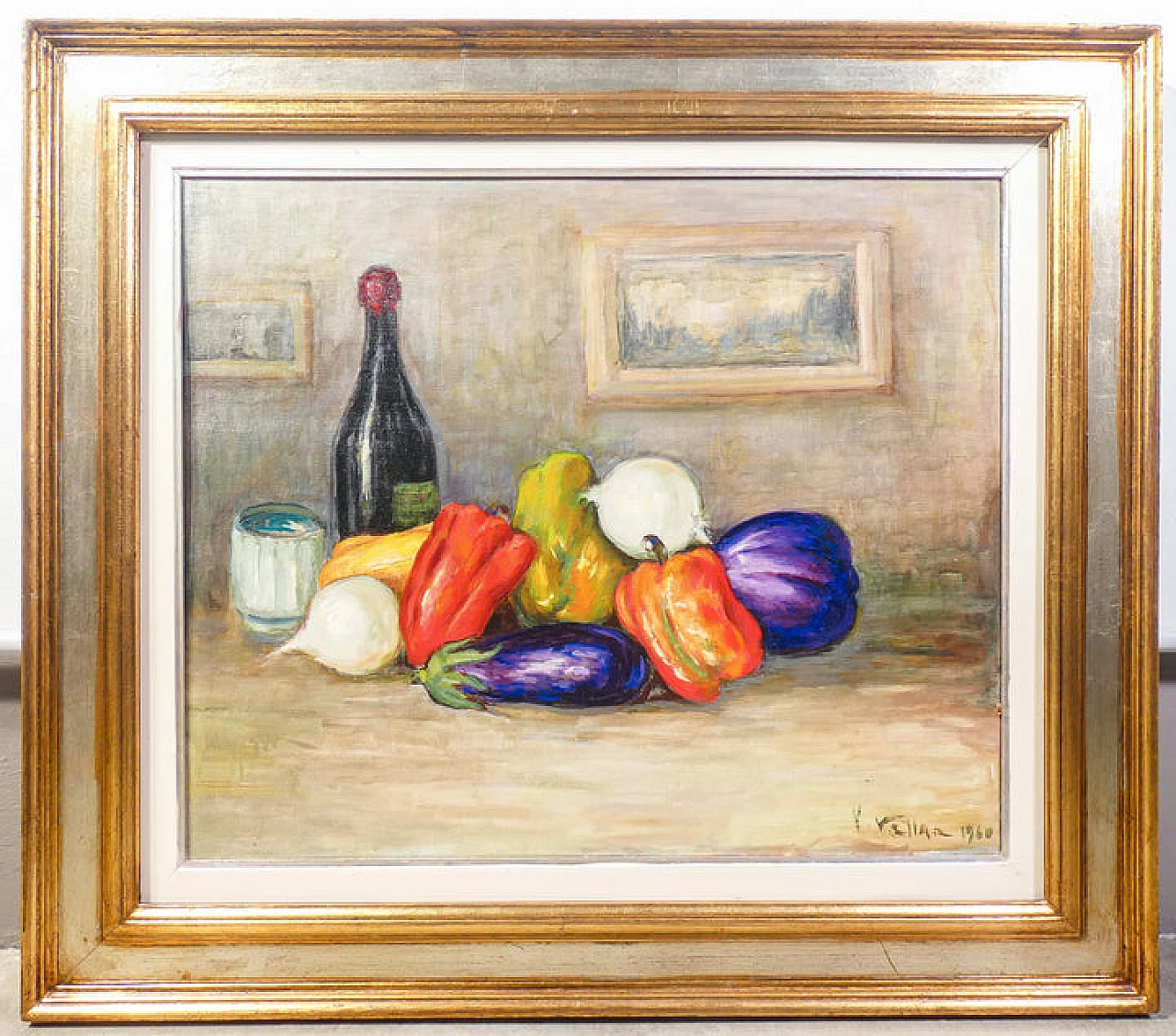 Felice Vellan, still life, oil painting on canvas, 1960 1