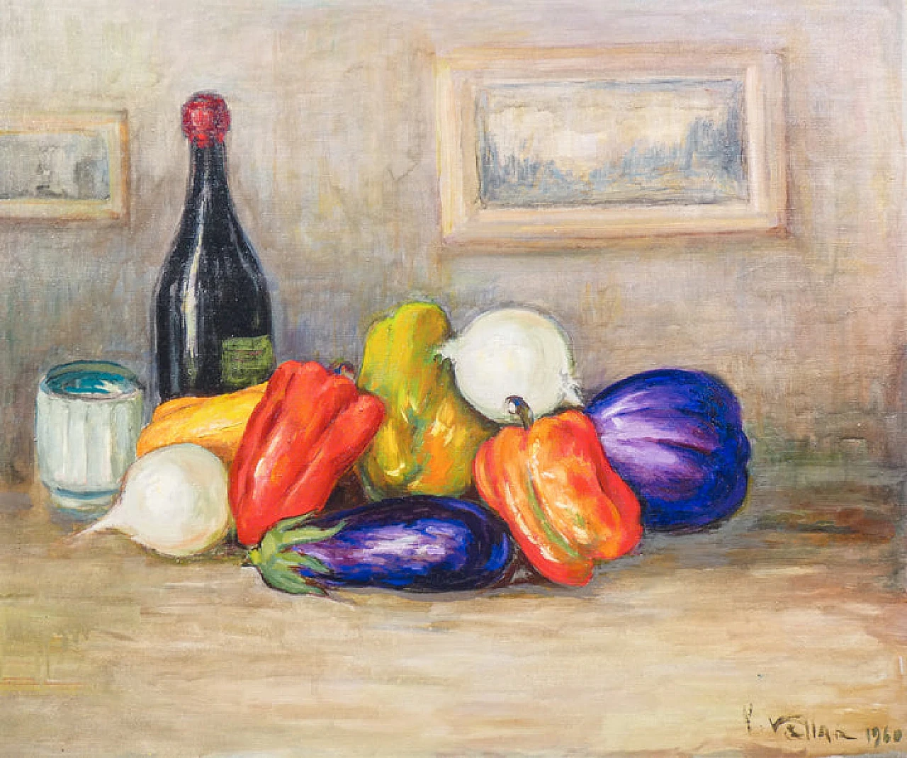 Felice Vellan, still life, oil painting on canvas, 1960 3