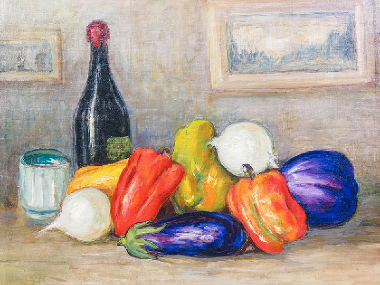 Felice Vellan, still life, oil painting on canvas, 1960 4