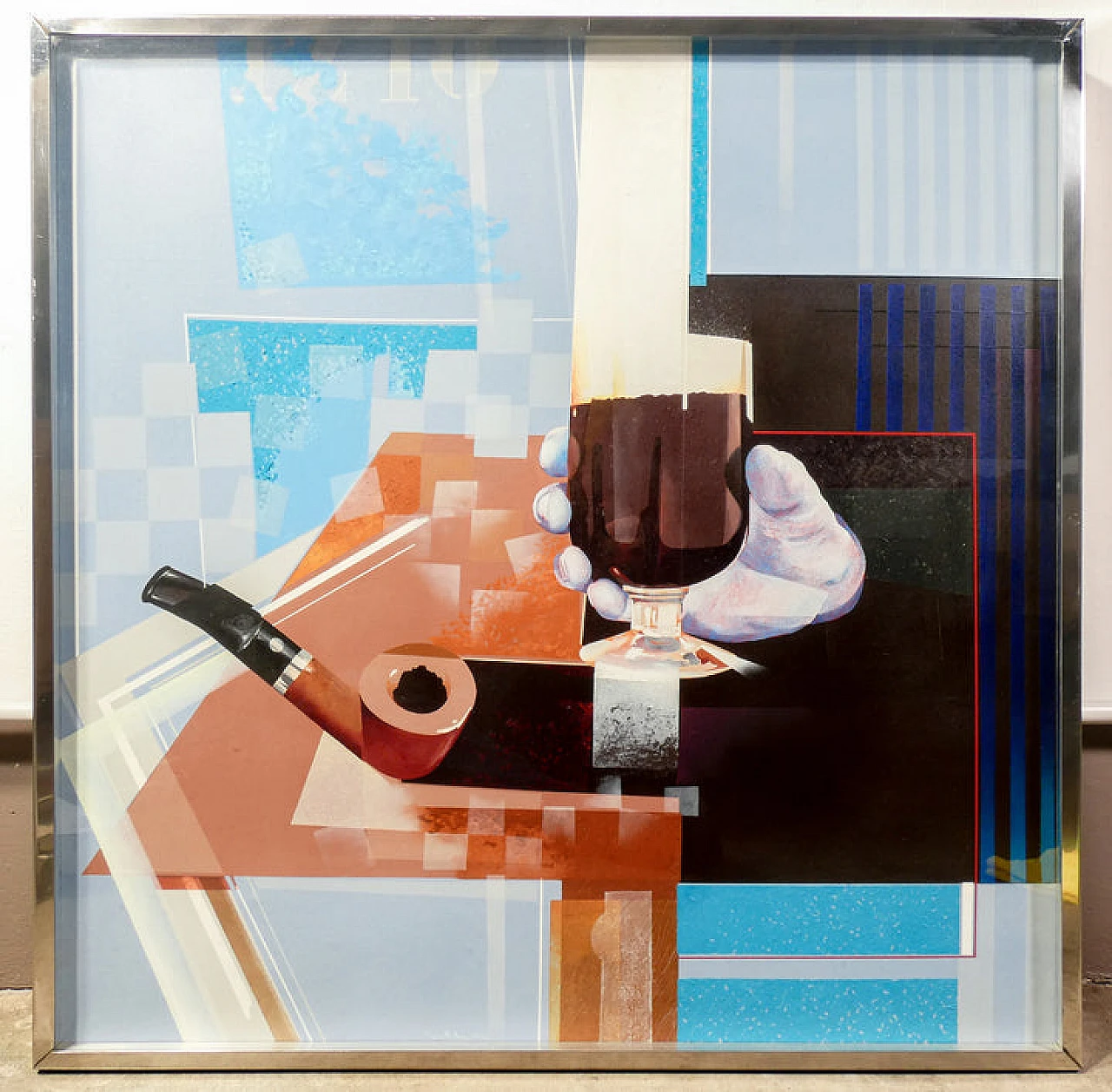 Alfredo Billetto, still life with pipe, oil painting on canvas, 1985 1