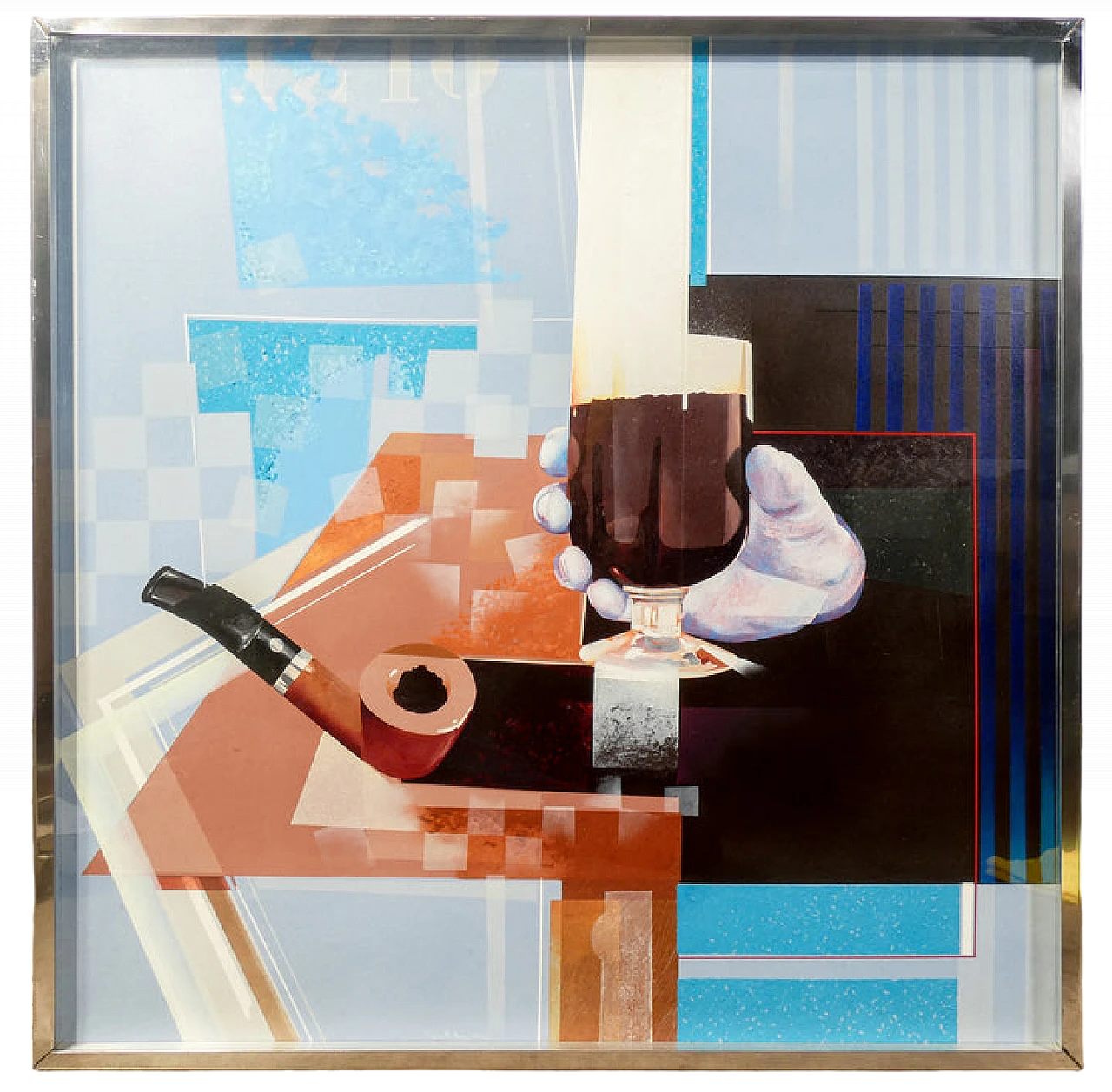 Alfredo Billetto, still life with pipe, oil painting on canvas, 1985 2