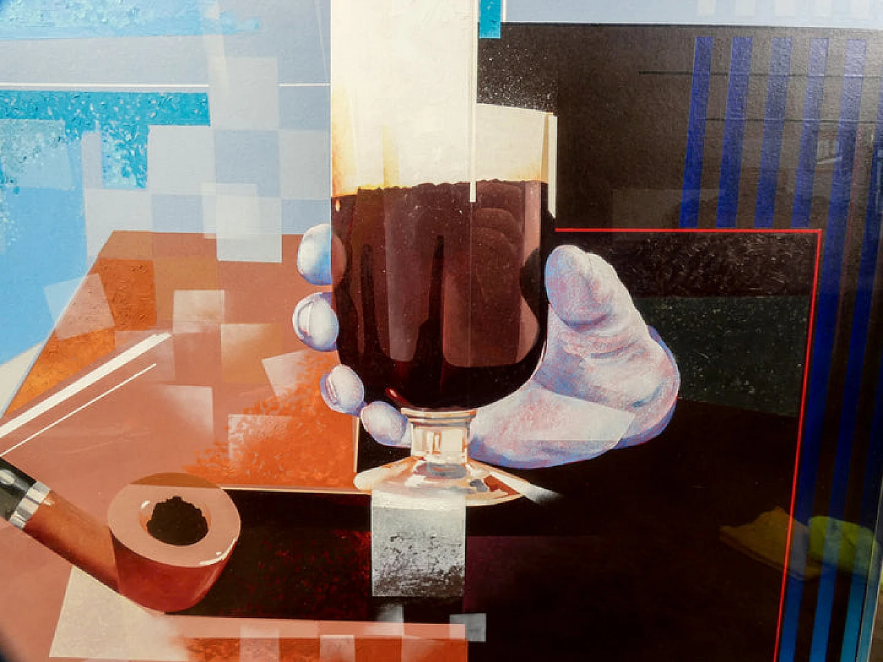 Alfredo Billetto, still life with pipe, oil painting on canvas, 1985 3