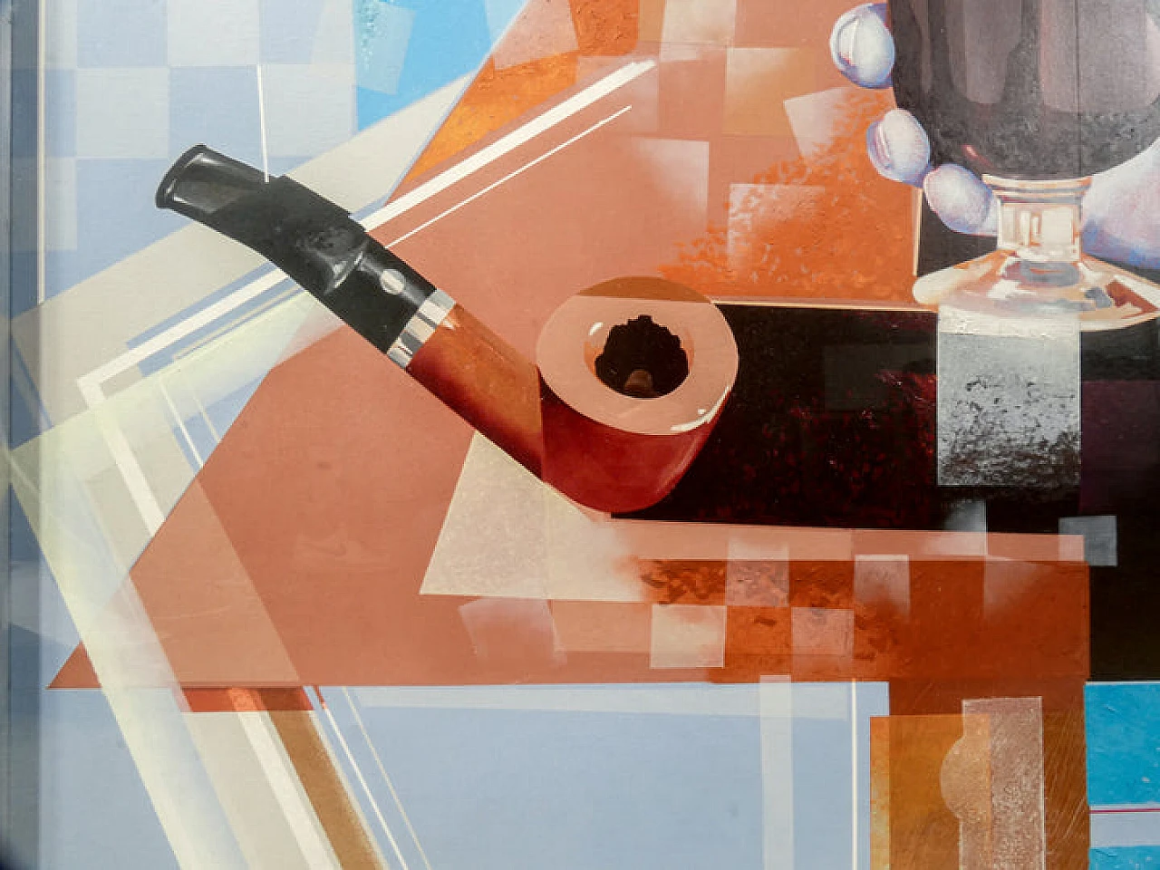 Alfredo Billetto, still life with pipe, oil painting on canvas, 1985 4