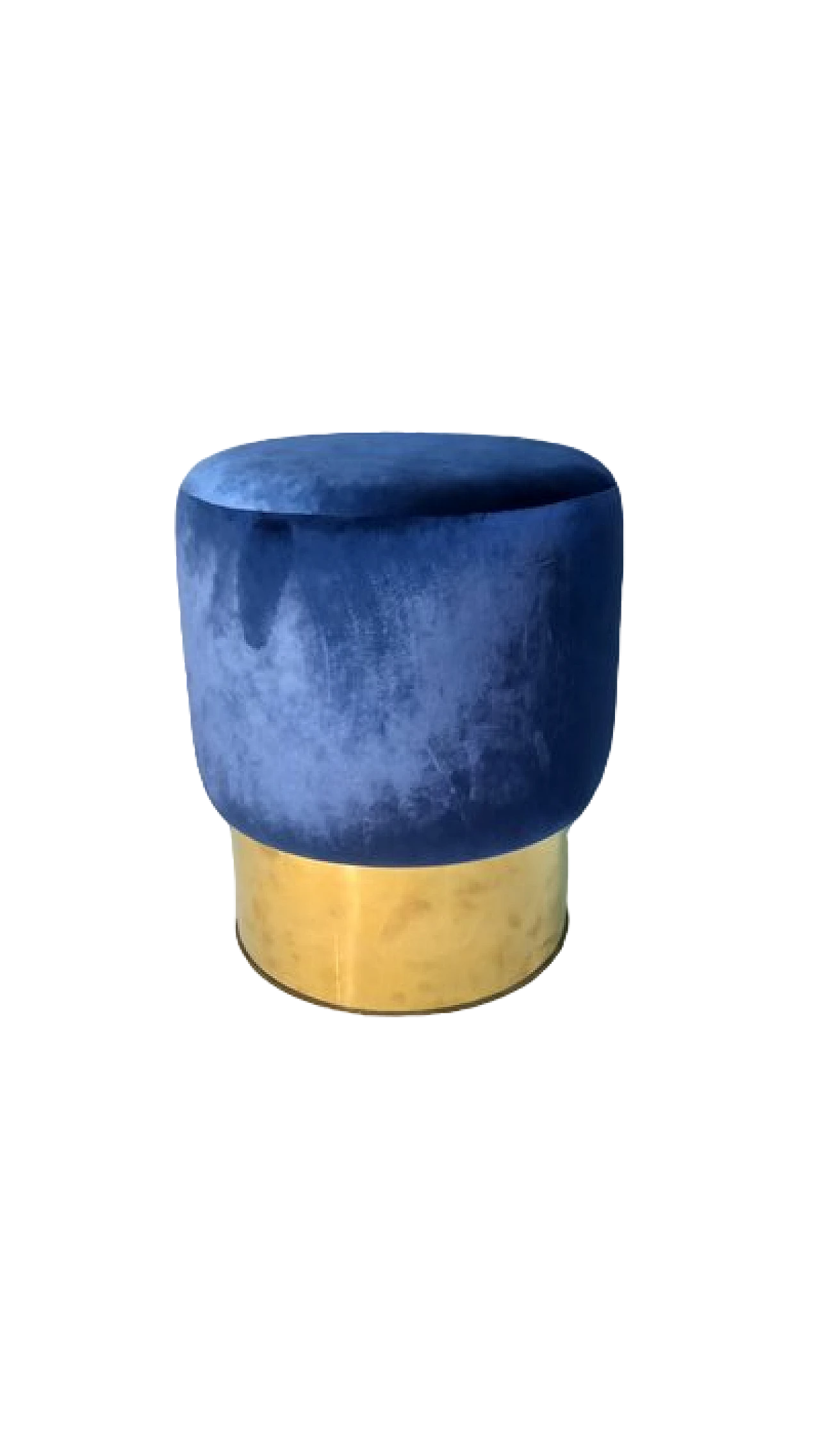 Pouf in ottone e velluto blu 7