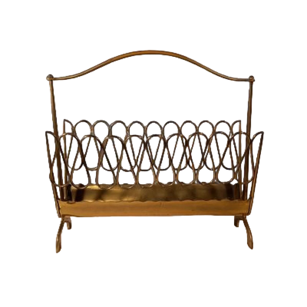 Magazine rack in gilded brass by Gio Ponti, 1950s 11