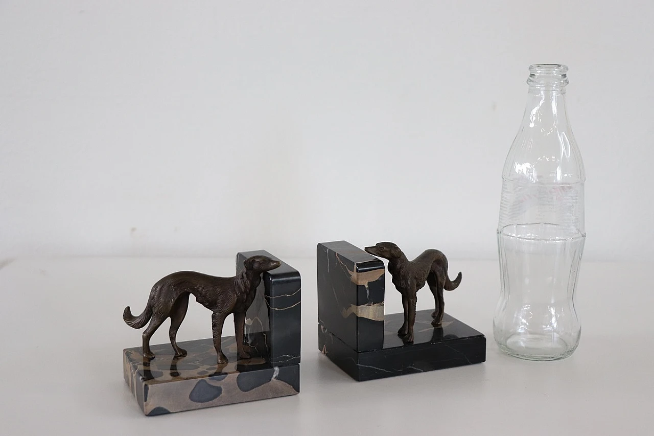 Pair of Art Deco marble and bronze bookends, 1930s 3