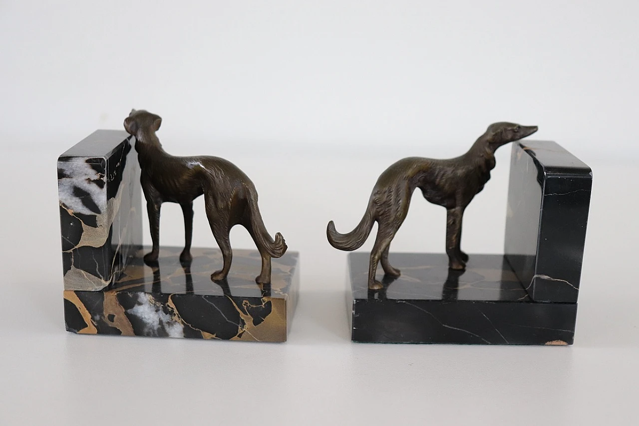 Pair of Art Deco marble and bronze bookends, 1930s 5