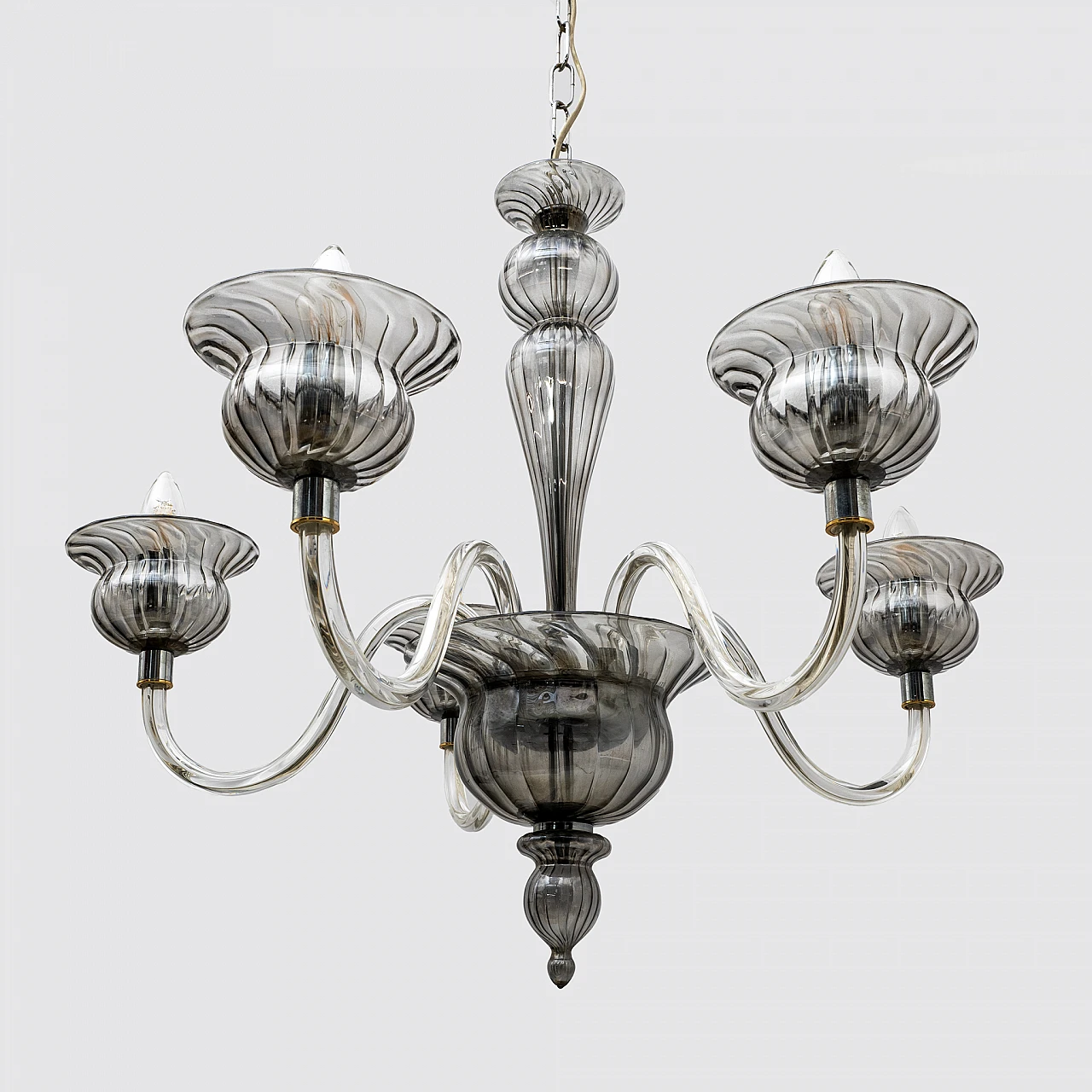 Five-armed Murano glass chandelier, 1990s 1