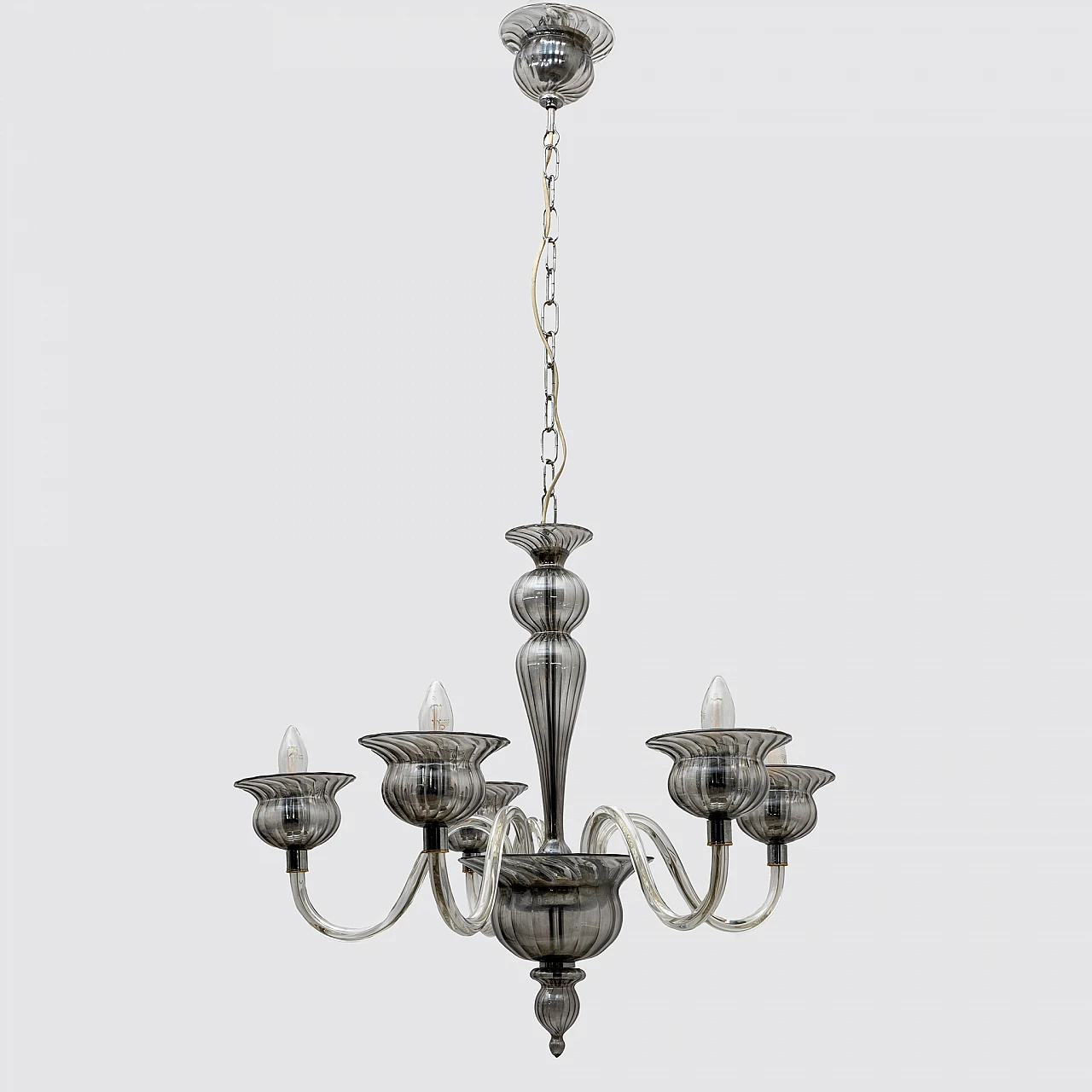 Five-armed Murano glass chandelier, 1990s 2