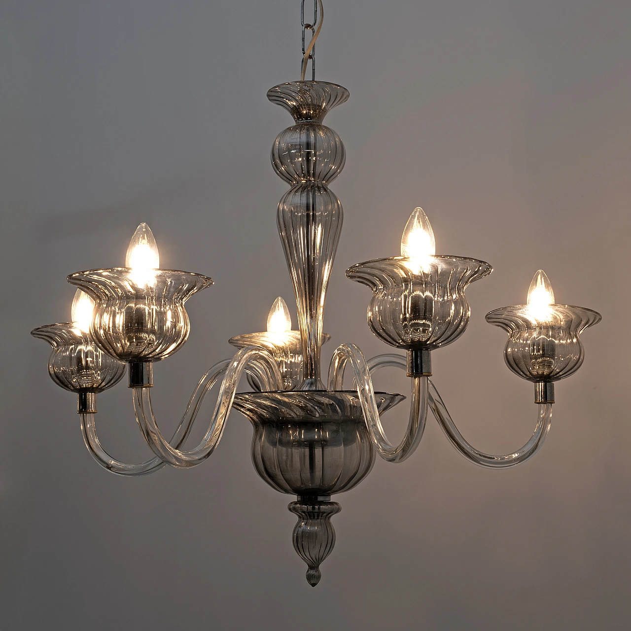 Five-armed Murano glass chandelier, 1990s 3