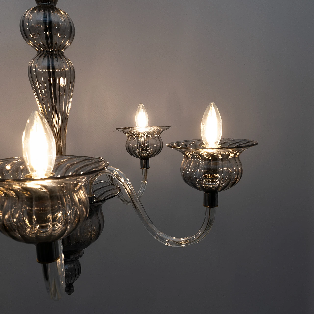 Five-armed Murano glass chandelier, 1990s 4