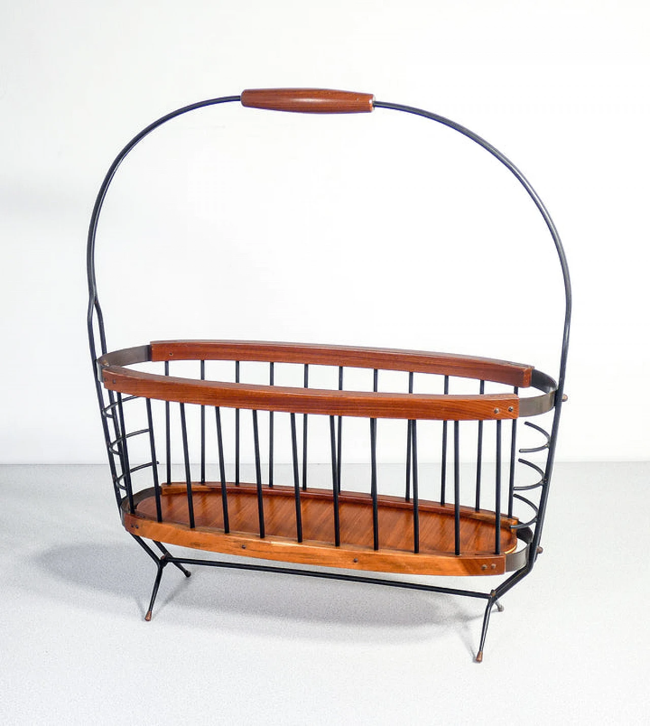 Wood and metal magazine rack, 1950s 1