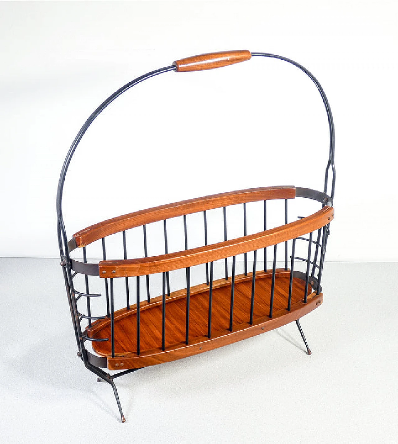 Wood and metal magazine rack, 1950s 4