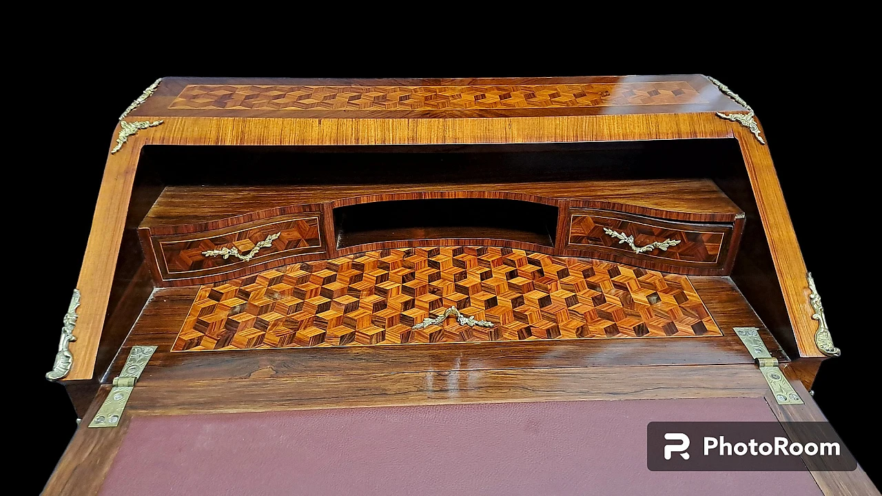 Wood veneered marqueterie flap desk, 19th century 3