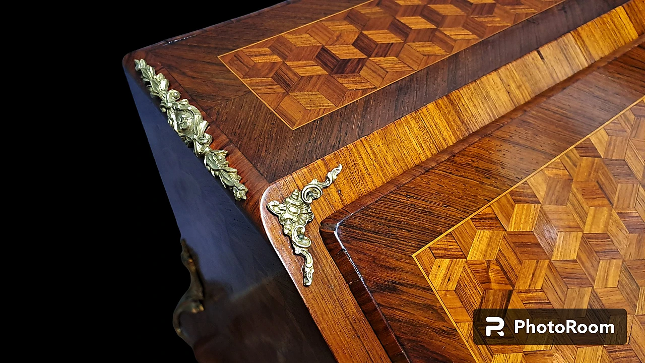 Wood veneered marqueterie flap desk, 19th century 9