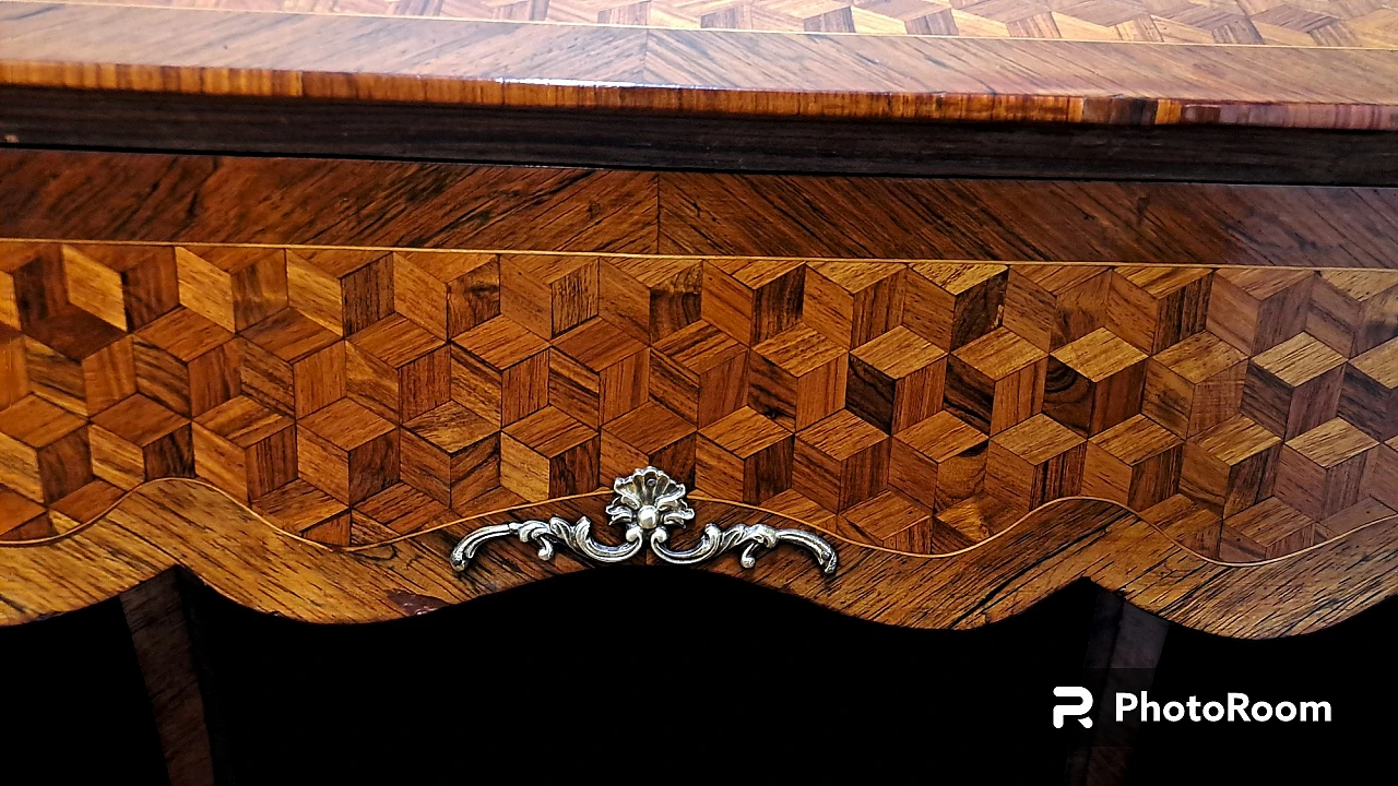 Wood veneered marqueterie flap desk, 19th century 10