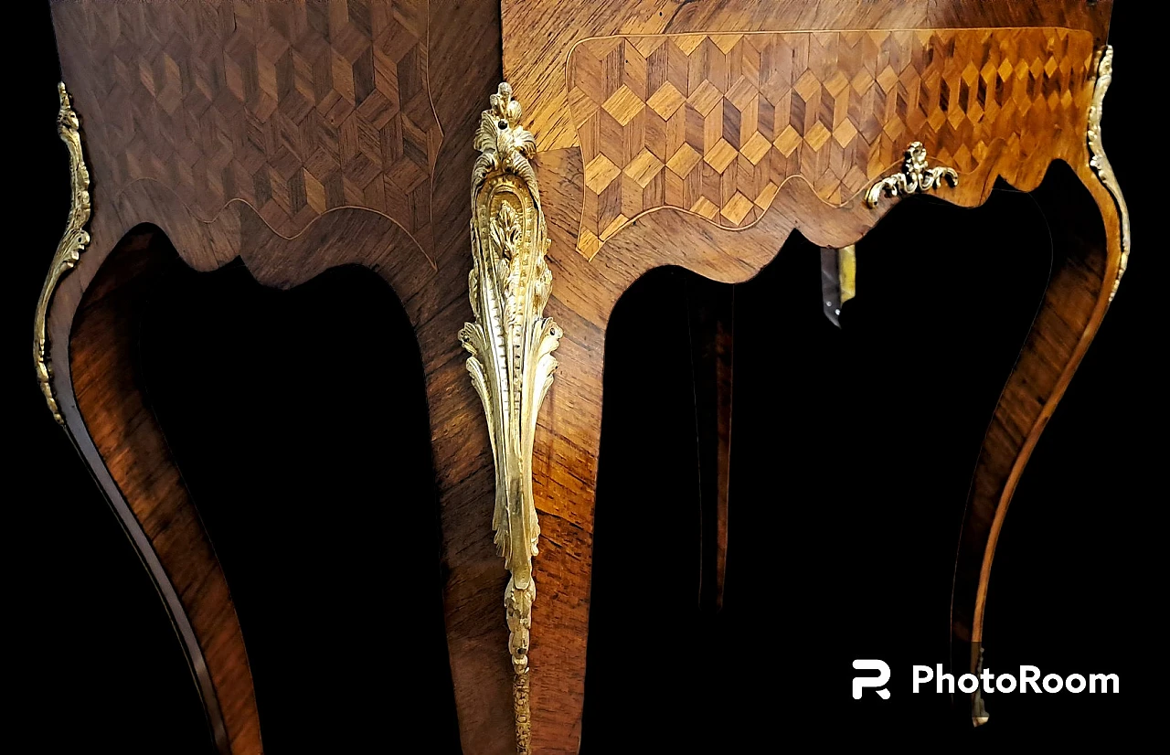 Wood veneered marqueterie flap desk, 19th century 11