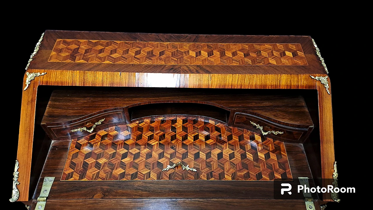 Wood veneered marqueterie flap desk, 19th century 13