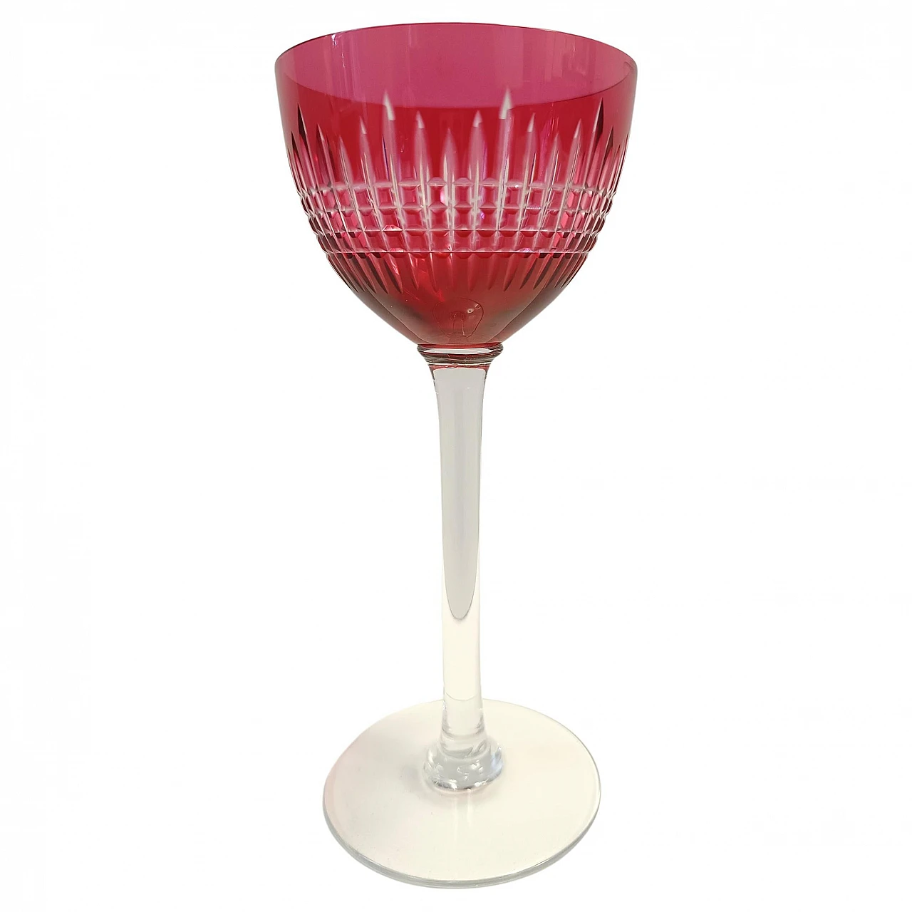 12 Crimson crystal glasses attr. to Val Saint Lambert, 1960s 1