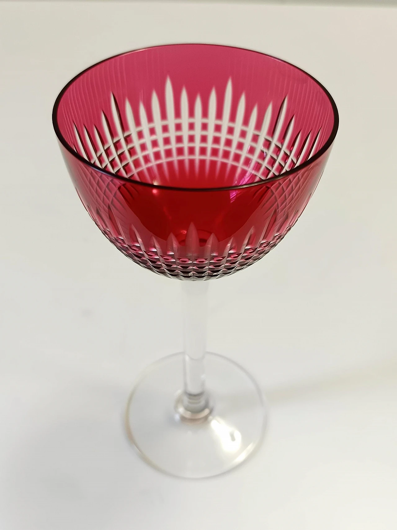 12 Crimson crystal glasses attr. to Val Saint Lambert, 1960s 9