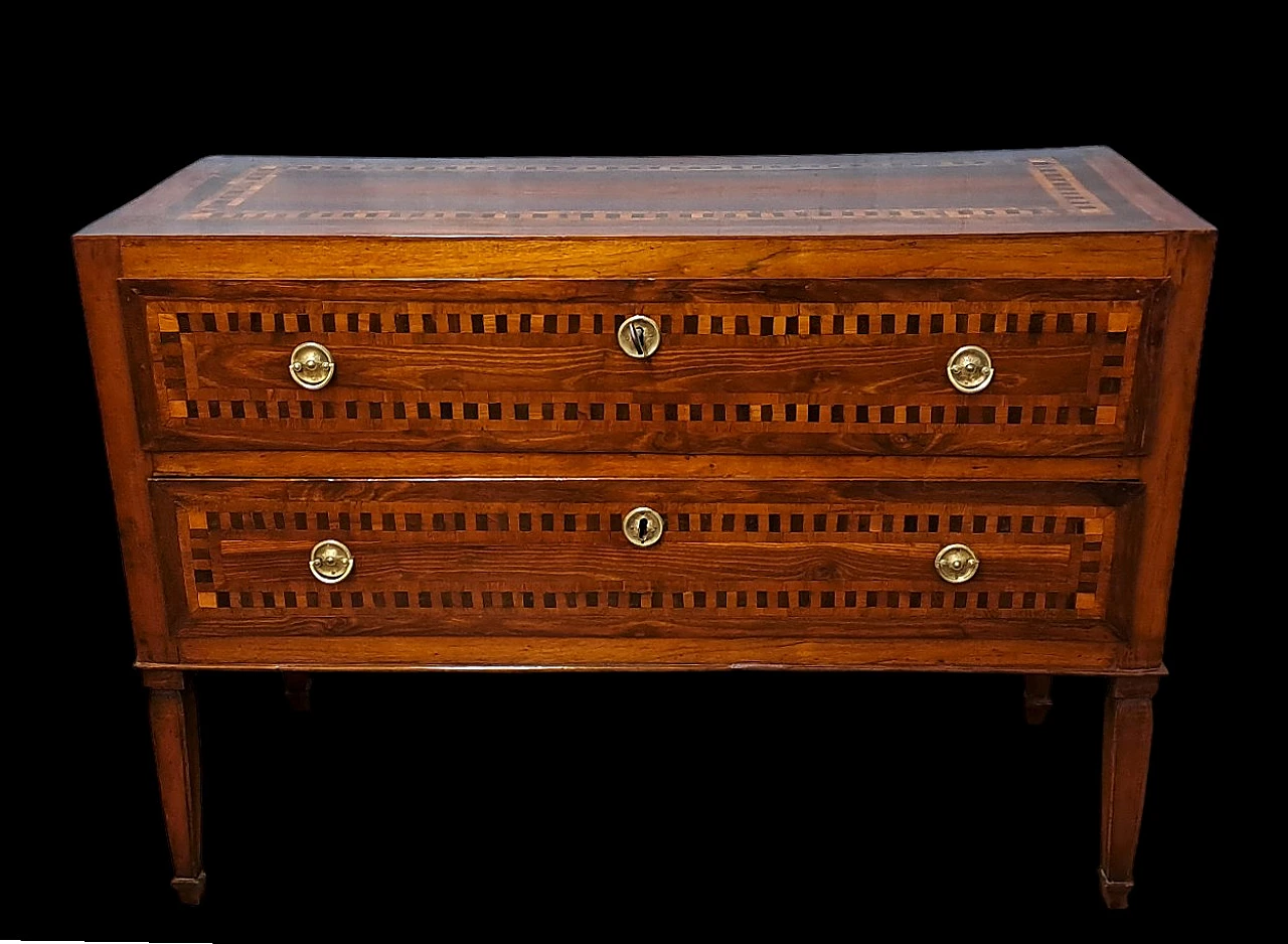 Louis XVI chest of drawers panelled in cherry, late 18th century 1