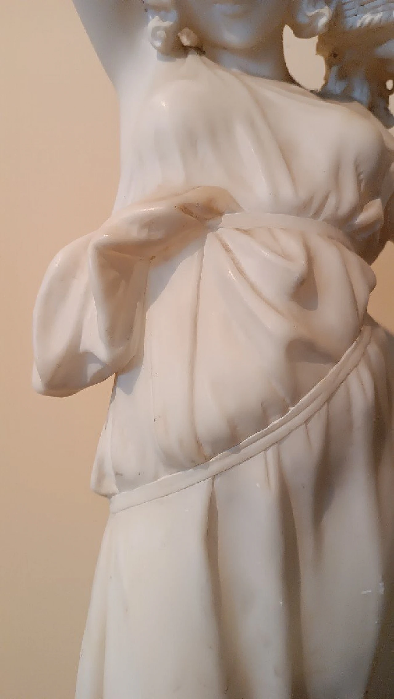 Girl with basket of flowers, alabaster sculpture, early 20th century 5