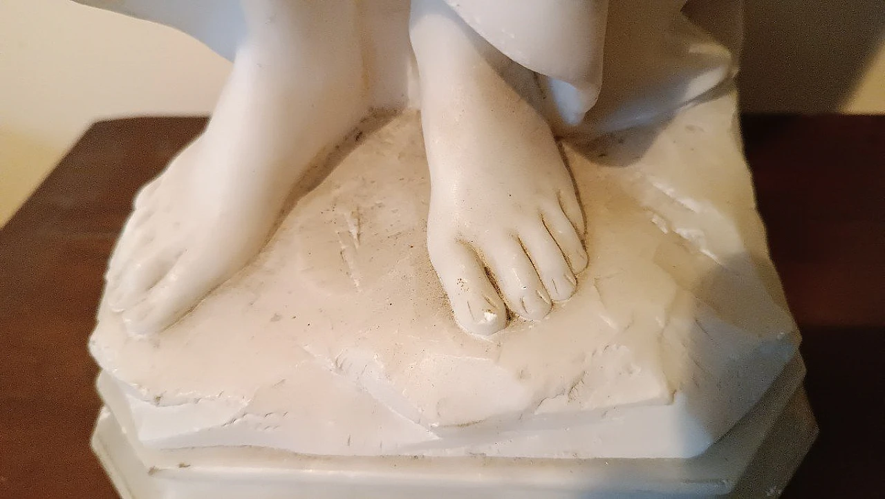 Girl with basket of flowers, alabaster sculpture, early 20th century 10