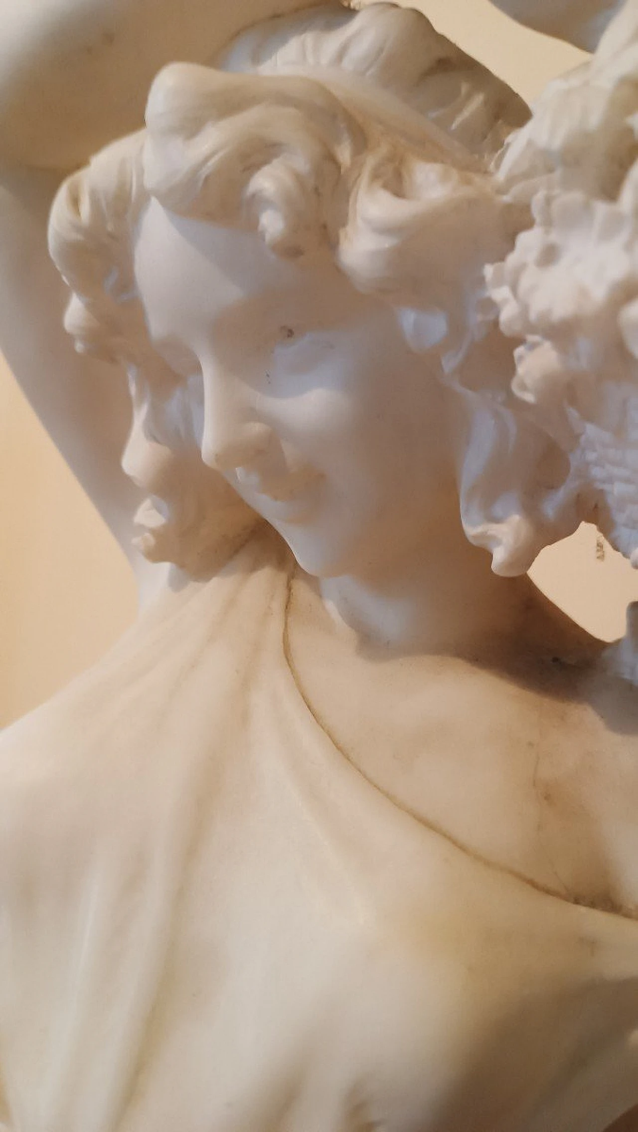 Girl with basket of flowers, alabaster sculpture, early 20th century 13